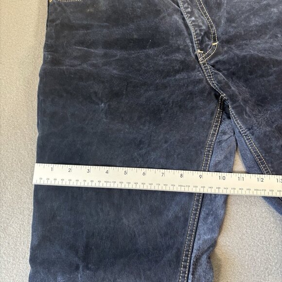 Vintage Wash & Wear W&W Dark Blue Suede Leather Pants Jeans Made Canada Mens 28 - Picture 10 of 16